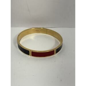 Monet Vintage Bracelet Black Red Enamel Color Block Gold Tone Slip-On‎ Signed